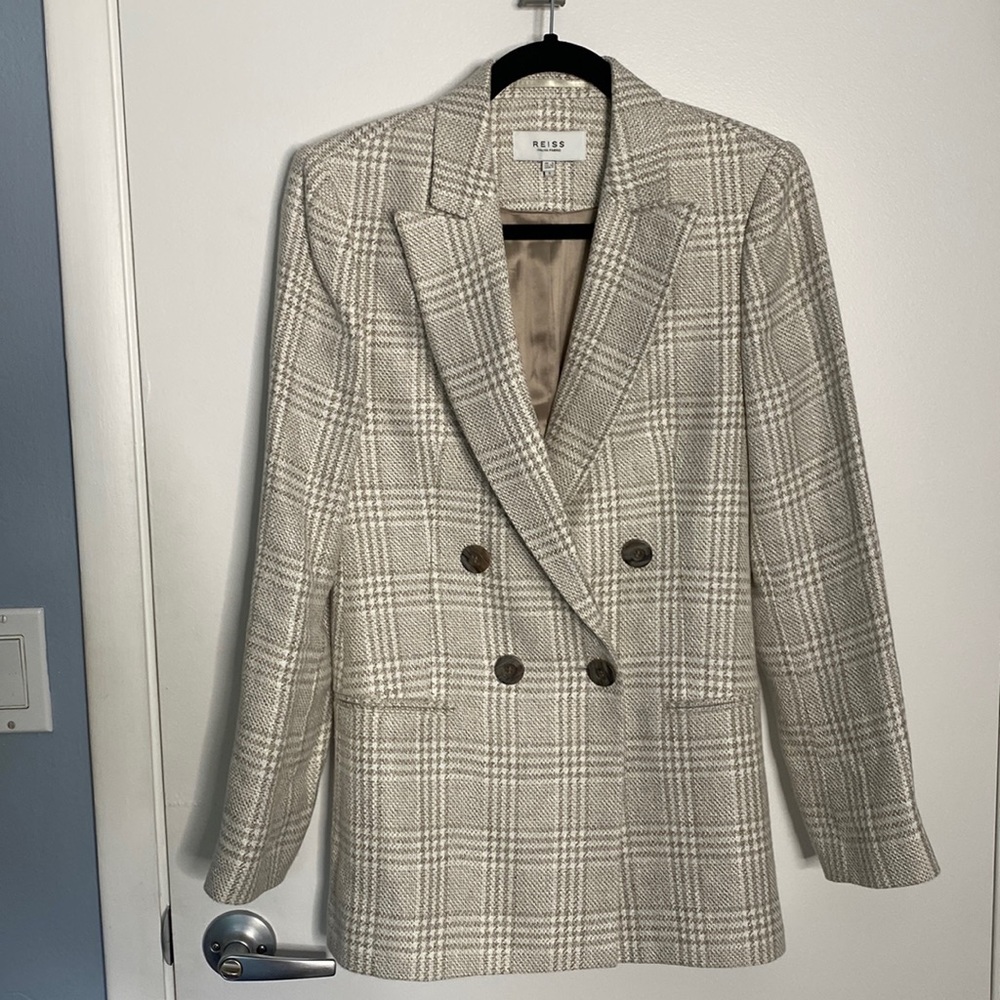 REISS neutral tweed/jarring one blazer, size 4, NWOT